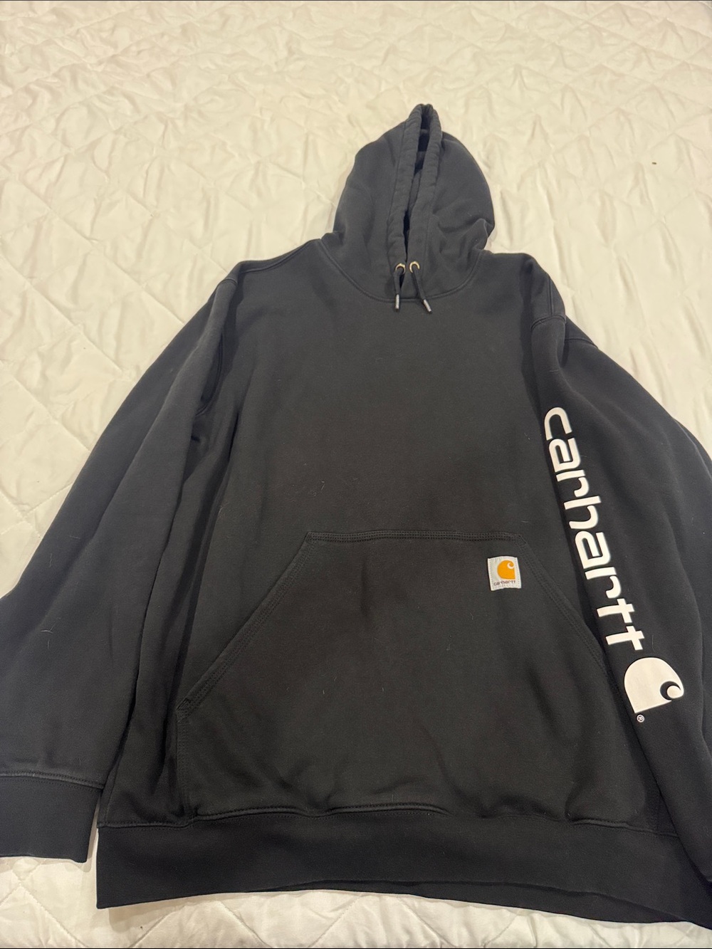 Carhartt Black Crewneck Hoodie with White Sleeve Logo